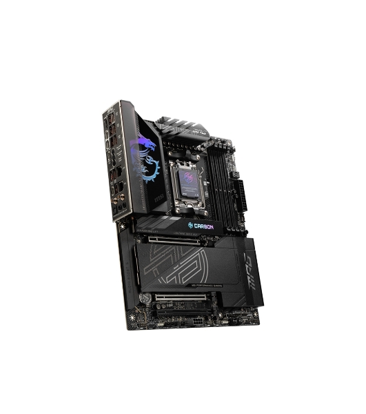 Материнская плата MSI MPG X870E CARBON WIFI, AM5, AMD X870E, 4xDDR5, 4xSATA, 4xM.2, 1xPCIe 5.0 x16, 1xPCIe 5.0 x4, 1xPCIe 4.0 x4, 1xHDMI, 2xUSB-C, 2x1Gb LAN, 9xUSB 3.2 Gen 2, 2xUSB4, 2x3.5 мм, 7.1, ATX
