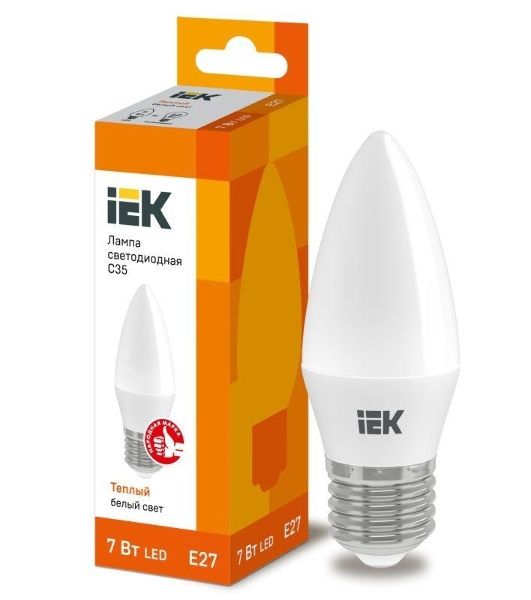 Лампа светодиодная IEK LLE-C35-7-230-30-E27 ECO C35 свеча 7Вт 230В 3000К E27