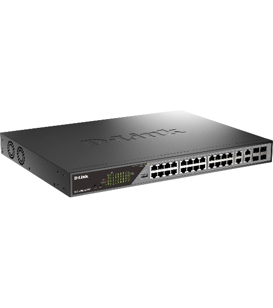 Коммутатор D-Link DSS-200G-28MPP/A1A, 24×1 Гбит/с + 4×1 Гбит/с Combo, настраиваемый