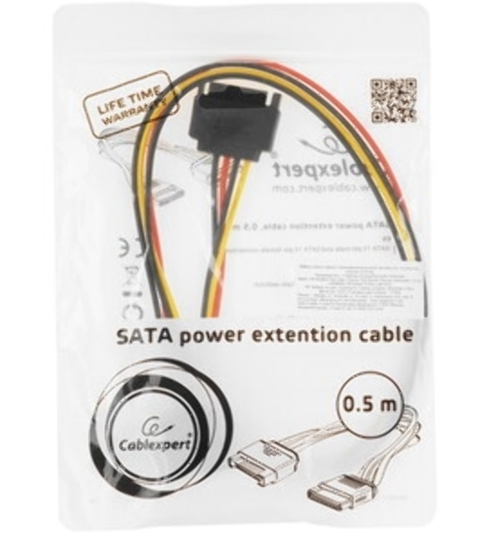 Удлинитель кабеля питания SATA Cablexpert CC-SATAMF-02, 15pin(M)/15pin(F), 50 см