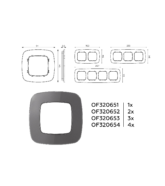Рамка OMEGA Radian (Антрацит серый Стекло органическое) 3-ая OF320653