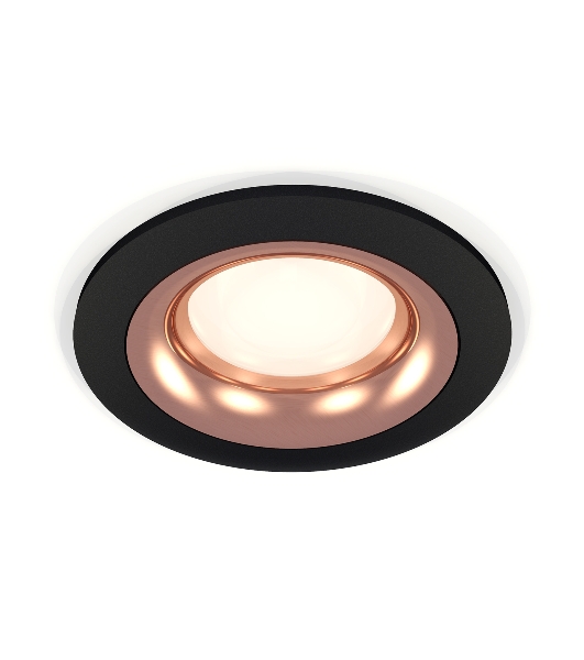 Комплект встраиваемого светильника Ambrella light XC7622006 SBK/PPG черный песок/золото розовое полированное MR16 GU5.3 (C7622, N7015)