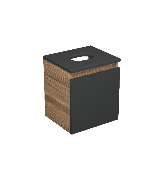 Тумба Bau Dream Blackwood 35 с ящиком, графит, раковина BAU Mini 24х24, смеситель для раковины высокий Hotel Black, черный, выпуск клик клак, черный