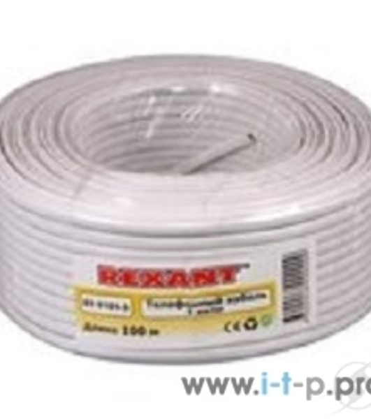 Телефонный кабель Rexant ШТЛП 4 жилы Cu, белый, 100 м