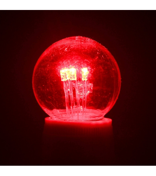 Лампа шар e27 6 LED Ø45мм - красная, прозрачная колба, эффект лампы накаливания