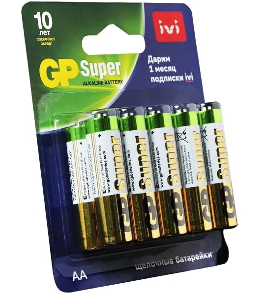 Батарея GP Super Alkaline 15A/IVI-2CR10 AA (10шт) блистер