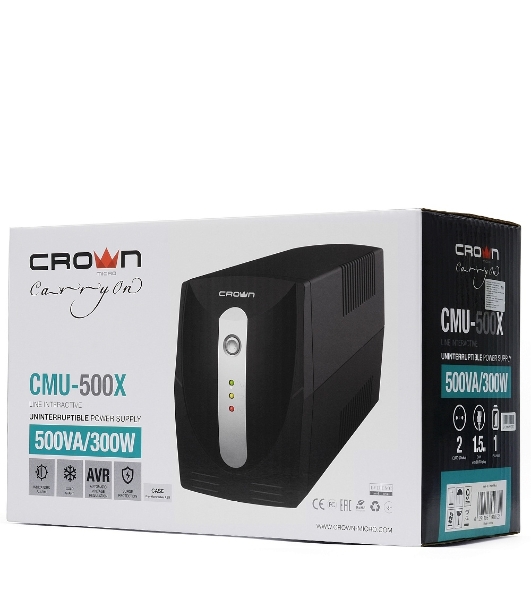 Источник бесперебойного питания Crown CMU-500X / 480 ВА / 240 Вт / Euro + IEC-320
