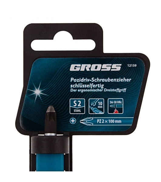 Отвертка Gross PZ2x100 мм, S2, 3к ручка