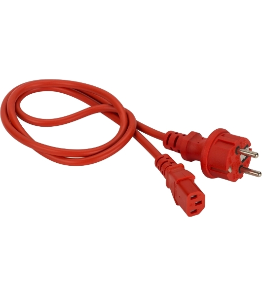 Шнур питания Lanmaster C13-Schuko прямая, 3х0.75, 220В, 10А, красный, 1 метр