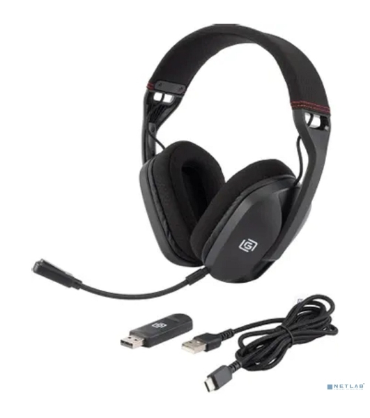 Гарнитура Oklick HS-L750G чёрный, беспроводная + проводная, радиоканал, до 18 ч