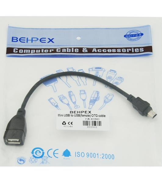 Кабель USB Behpex OTG USB(f)/miniUSB (0.2м)