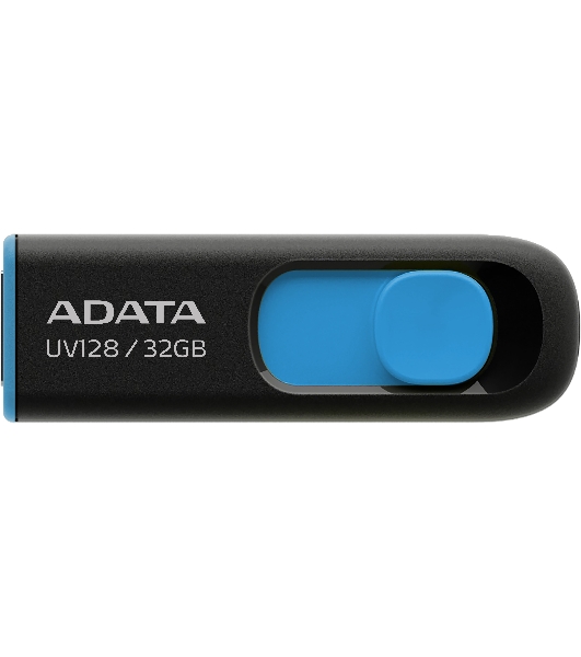 Флешка USB ADATA UV128 (AUV128-32G-RBE), 32Gb, USB 3.0, R/W 100/30, черный/синий