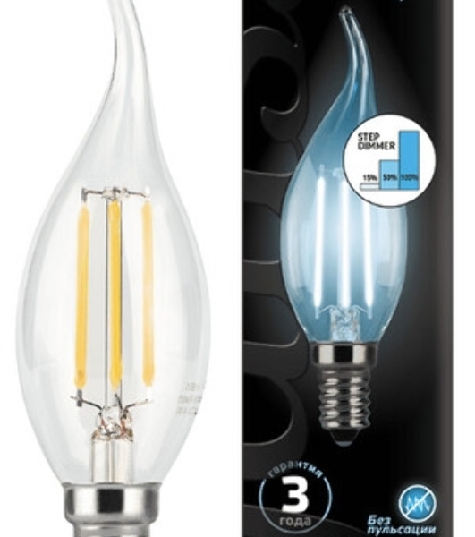Лампа светодиодная Filament Шар E14 7Вт 4100К Gauss 105801207