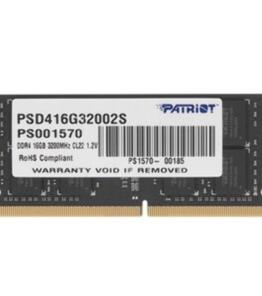 Оперативная память Patriot Signature, DDR4, 16GB (1x16 GB), 3200 MHz, CL22, SO-DIMM