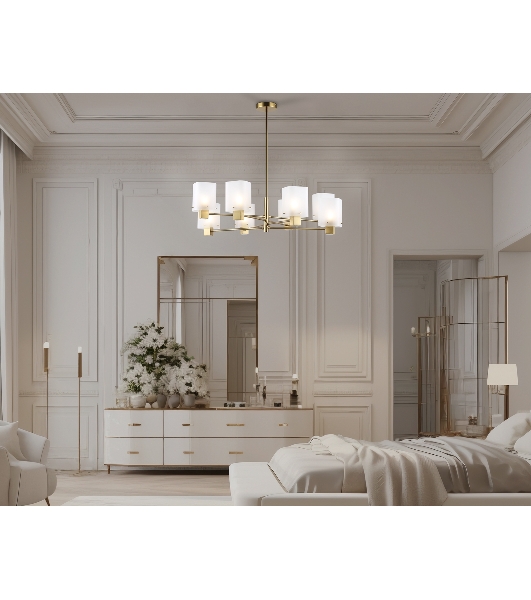 Люстра Ambrella light LH57033/8 BS/SM латунь/дымчатый E14/8 max 40W D830*710
