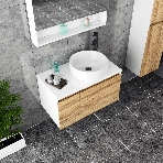 Комплект для ванной, 4 предмета (Тумба Bau Dream Blackwood 80, раковина BAU Dream круглая D41, смеситель для раковины высокий Hotel Black, черный, выпуск клик клак, черный), фото3