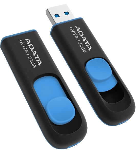 Флешка USB ADATA UV128 (AUV128-32G-RBE), 32Gb, USB 3.0, R/W 100/30, черный/синий