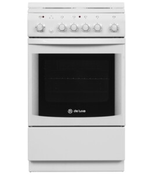 Плита электрическая De Luxe 506004.00Э (кр) белый, конфорок 4 шт, духовка 60 л, 50 см x 85 см x 60 см