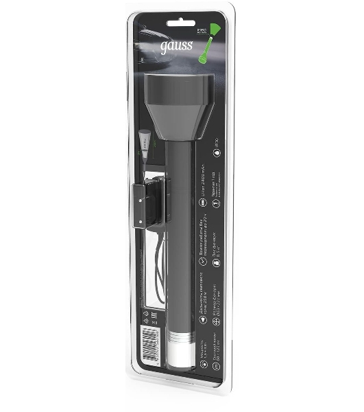 Фонарь ручной модель Gauss GFL201 5.5W 180lm Li-ion 2400mAh LED 1/10/40