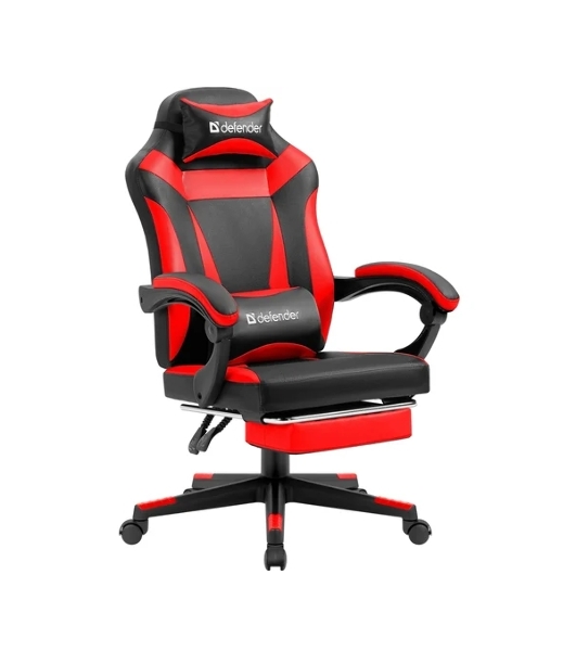 Кресло Defender CRUISER BLACK/RED черный/красный, экокожа, подставка для ног