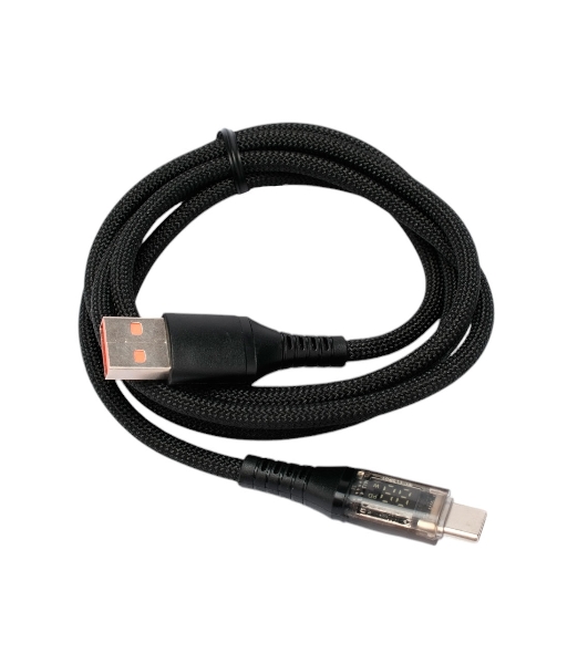Кабель USB2.0 Cablexpert CCP-USB2-AMCM-SCR-1M, AM/Type-C, 6A, 66Вт, QC3.0, дисплей, оплетка, медь, 1м, черный, пакет