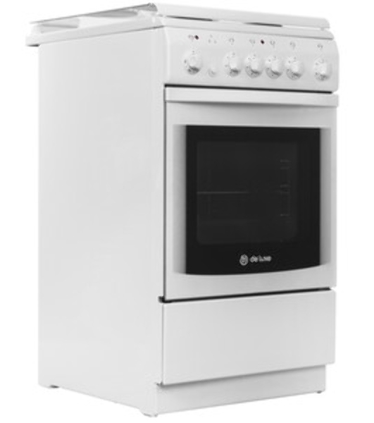 Плита электрическая De Luxe 506004.00Э (кр) белый, конфорок 4 шт, духовка 60 л, 50 см x 85 см x 60 см