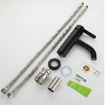 Тумба под раковину Bau Stil Loft black brushed, раковина кварцевая BAU Stil 50, черный металлик, смеситель Dream Black, черный, фото3