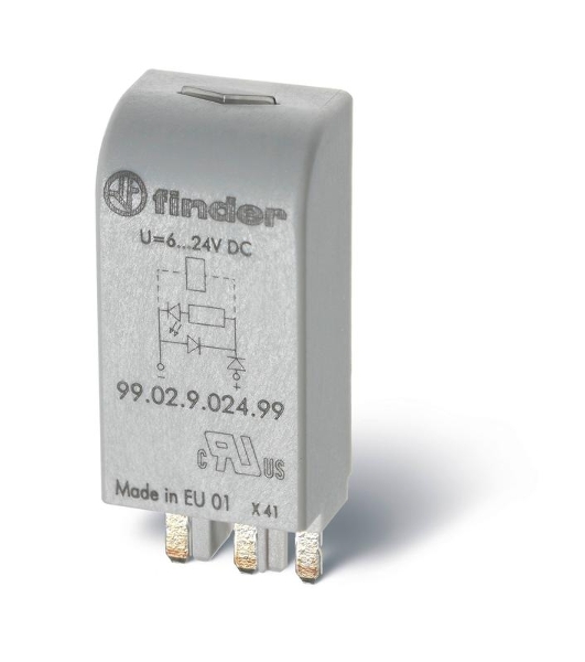 Модуль индикации и защиты LED + диод (+ A1) 6...24В DC зел. FINDER 9902902499
