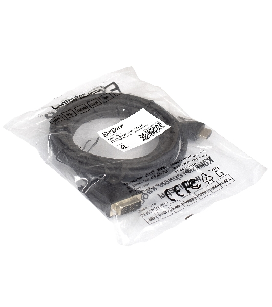 Кабель ExeGate EX284894RUS HDMI-DVI ExeGate EX-CC-HDMIM-DVIM-3.0 (19M/19M, single link, 3м, позолоченные контакты)