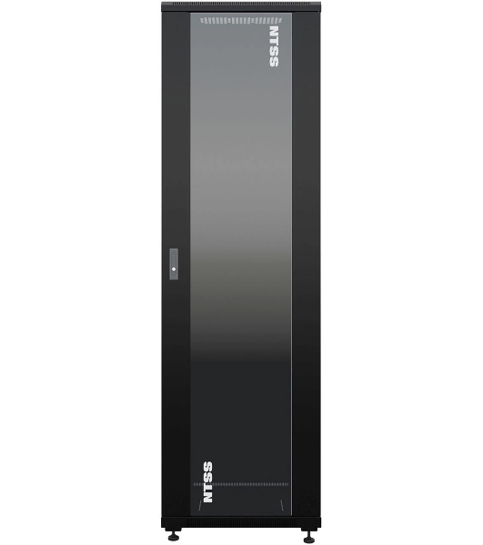 Шкаф коммутационный NTSS Премиум (NTSS-R42U6060GS-BL) напольный 42U 600x600мм пер.дв.стекл металл 900кг черный 510мм 86кг 1987мм IP20 сталь