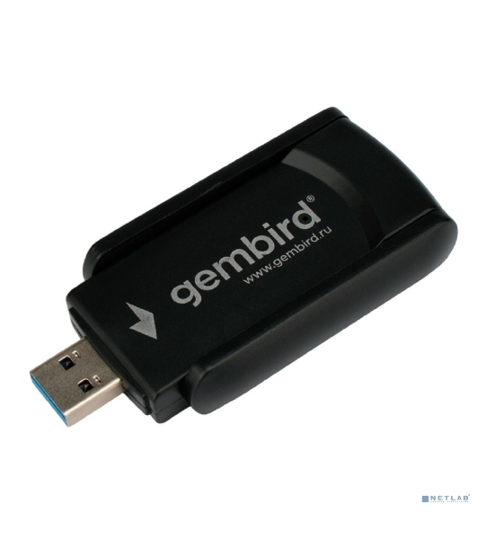 Сетевой адаптер WiFi+Bluetooth Gembird WNP-UA-020 двухдиапазонный с антеннами, 1300 Мбит, USB, 802.11b/a/g/n/ac
