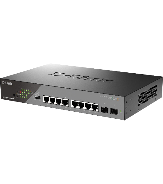Коммутатор D-Link DSS-200G-10MP/A1A, 8×1 Гбит/с + 2×1 Гбит/с SFP, настраиваемый