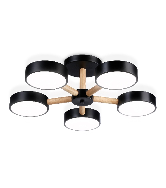 Светильник Ambrella light FL4828/5 BK черный 3000K-6400K 65W D580*160 (ПДУ ИК)