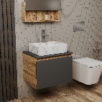 Комплект: тумба Bau Dream Blackwood графит 60, 1 ящик, раковина прямоугольная BAU Cerama 48х37, мрамор, смеситель Hotel Stil, нерж сталь, фото5