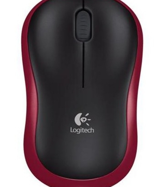 Мышь беспроводная Logitech M185, красный, 1000 dpi, радиоканал, USB, кнопки - 3