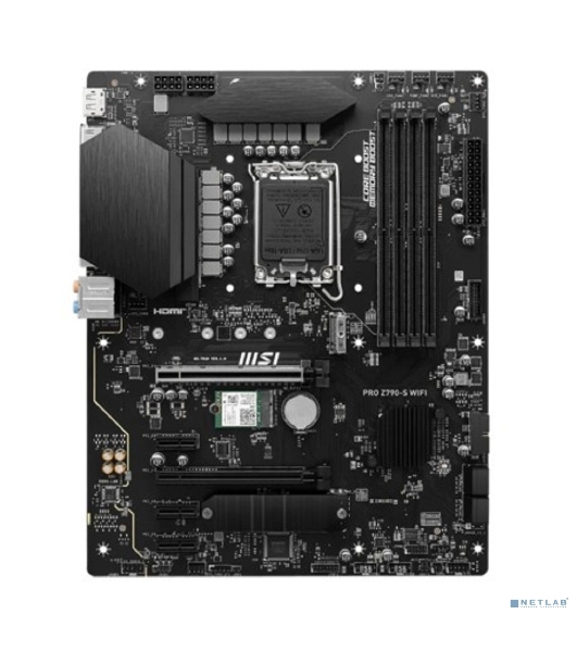 Материнская плата MSI PRO Z790-S WIFI, LGA 1700, ATX, 4xDDR5, 1xPCIe 5.0 x16, 4xM.2, 4xSATA, 1xHDMI, 1xDP, 2.5 Gigabit Ethernet, 7.1 аудио