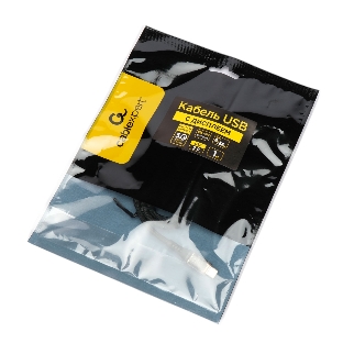 Кабель USB2.0 Cablexpert CCP-USB2-AMCM-SCR-1M, AM/Type-C, 6A, 66Вт, QC3.0, дисплей, оплетка, медь, 1м, черный, пакет