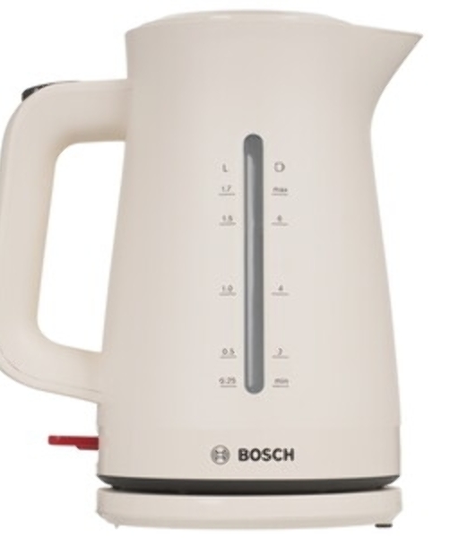 Электрочайник Bosch TWK3M127 бежевый, 1.7 л, 2400 Вт, скрытый нагревательный элемент