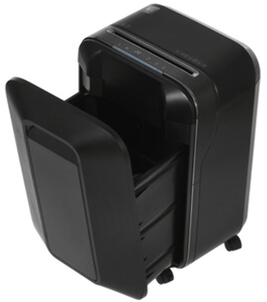Шредер Fellowes PowerShred LX200 черный (секр.P-4)/перекрестный/12лист./22лтр./скрепки/скобы/пл.карты