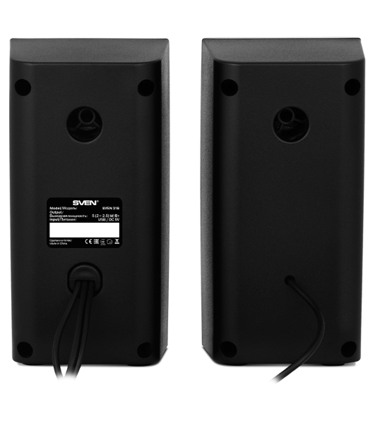 Колонки SVEN 318 черный USB-порт ПК, ноутбука или адаптер 5V DC
