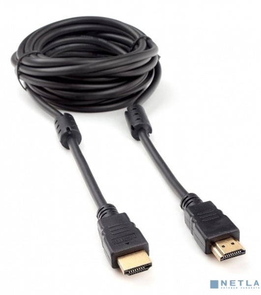 Кабель HDMI Cablexpert CCF2-HDMI4-15, 19M/19M, v2.0, медь, позол.разъем, экран, 2 фер.кольца, 4.5м, черный, пакет