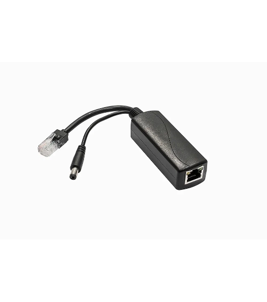 PoE-сплиттер Fast Ethernet. Соответствует стандартам PoE IEEE 802.3af. Предназначен для питания оконечных сетевых устройств, не поддерживающих PoE. Порты: вх. - RJ45(10/100 Base-T, IEEE 802.3af), вых. - кабель RJ45(10/100 Base-T)/штекер 5.5x2.1мм. Входное напряжение: DC36-57V. Выходное напряжение: DC12V/1A Встроенная грозозащита - 4kV. Размеры (ШхВхГ): 80x31x26мм. Длина кабеля - 17см. Рабочая температура 0...+40°C.