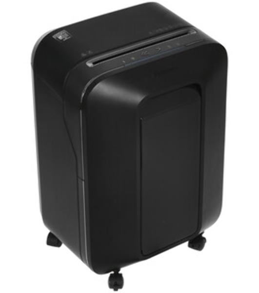 Шредер Fellowes PowerShred LX200 черный (секр.P-4)/перекрестный/12лист./22лтр./скрепки/скобы/пл.карты