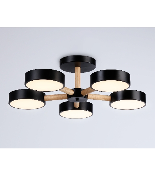 Светильник Ambrella light FL4828/5 BK черный 3000K-6400K 65W D580*160 (ПДУ ИК)