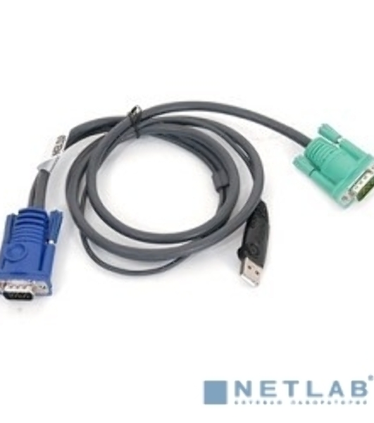 Шнур, мон+клав+мышь USB ATEN, SPHD15=>HD DB15+USB A-Тип, Male-2xMale, 8+4 проводов, опрессованный, 3 метр., черный, (2L-5203U)