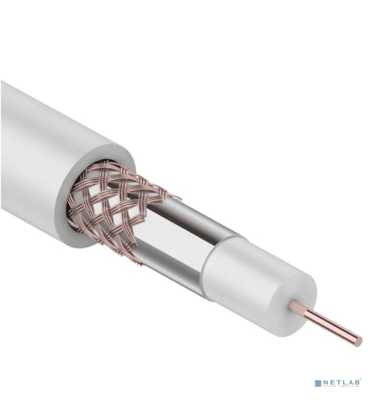 Кабель коаксиальный Rexant RG-59U+Cu, 75 Ом, Cu/Al/Cu, 64%, бухта 100 м, белый
