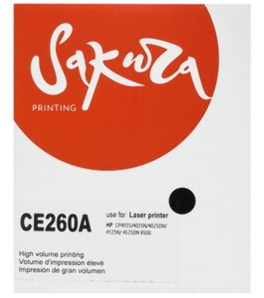 Картридж лазерный Sakura CE260A для HP Color LaserJet CP4020/4025/4520/4525, черный, 8500 к.