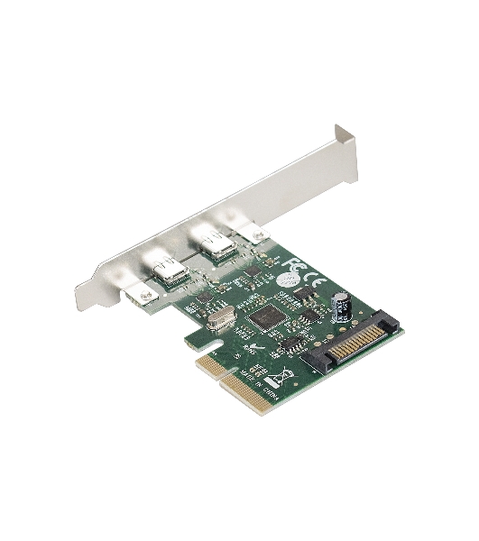 Контроллер ExeGate EXE-313 PCI-Ex4, 2*USB3.1 Type-C ext, разъем доп.питания (OEM)