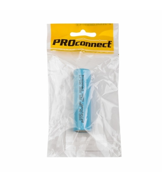 Аккумулятор PROconnect 18650 unprotected Li-ion 2000 mAh индивидуальная упаковка