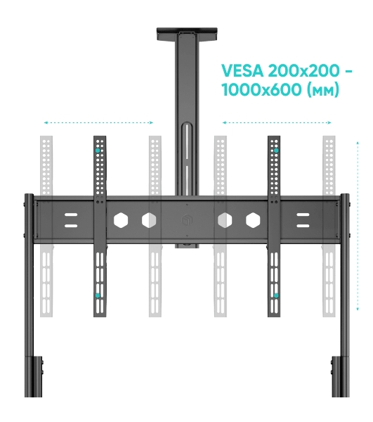 Подставка для телевизора ONKRON TS2080 черный 60'-120' макс.150кг напольный мобильный